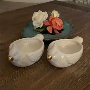 Pair of Love Birds Doves Farmhouse decor porcelain w Gold Accent @easter #Easter